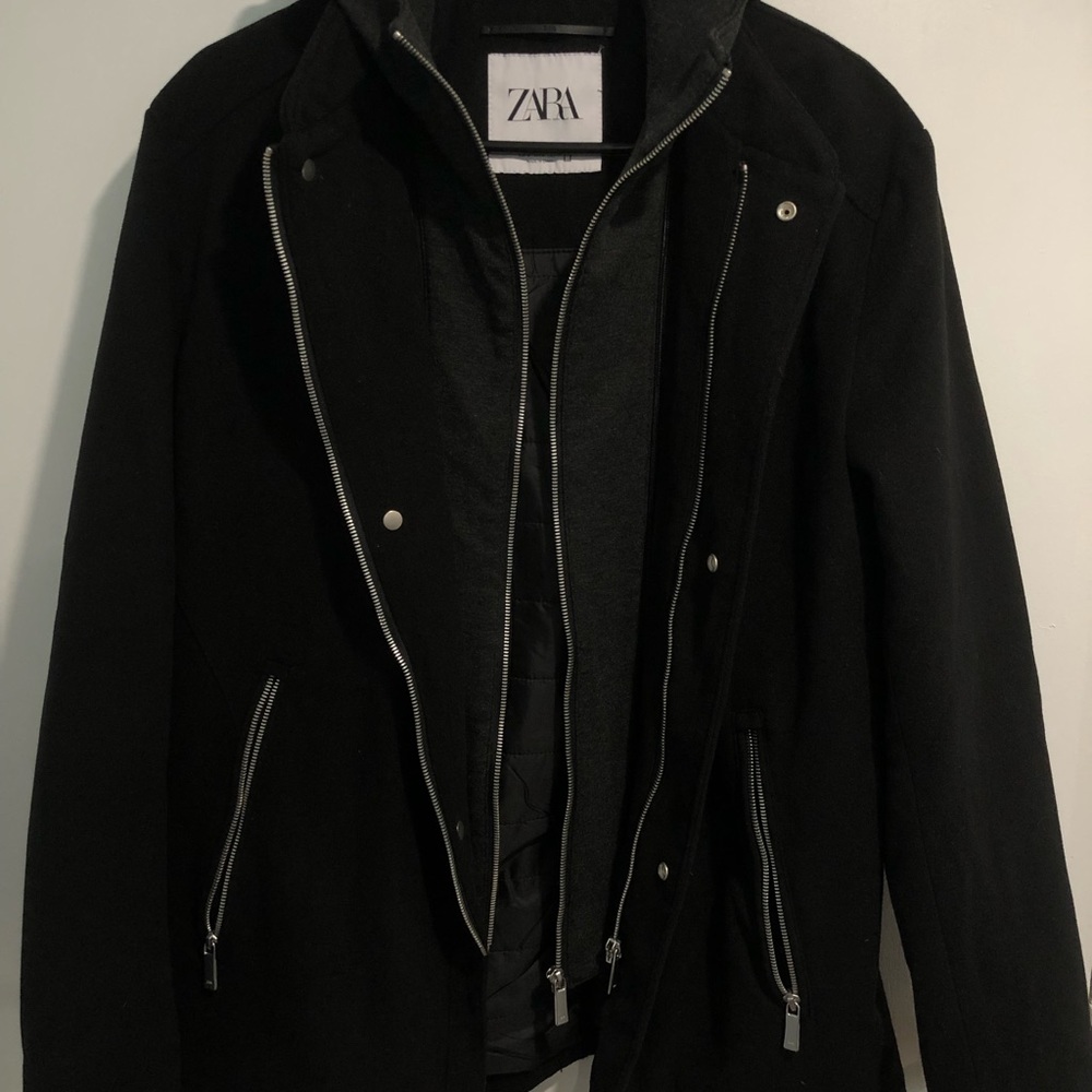 Zara men jacket with detachable hood